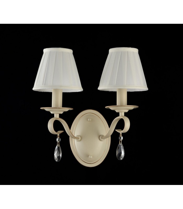 Wall Candle Lamp Beige with Pleated Satin Candle Lampshades, 2 Light, E14 - 3