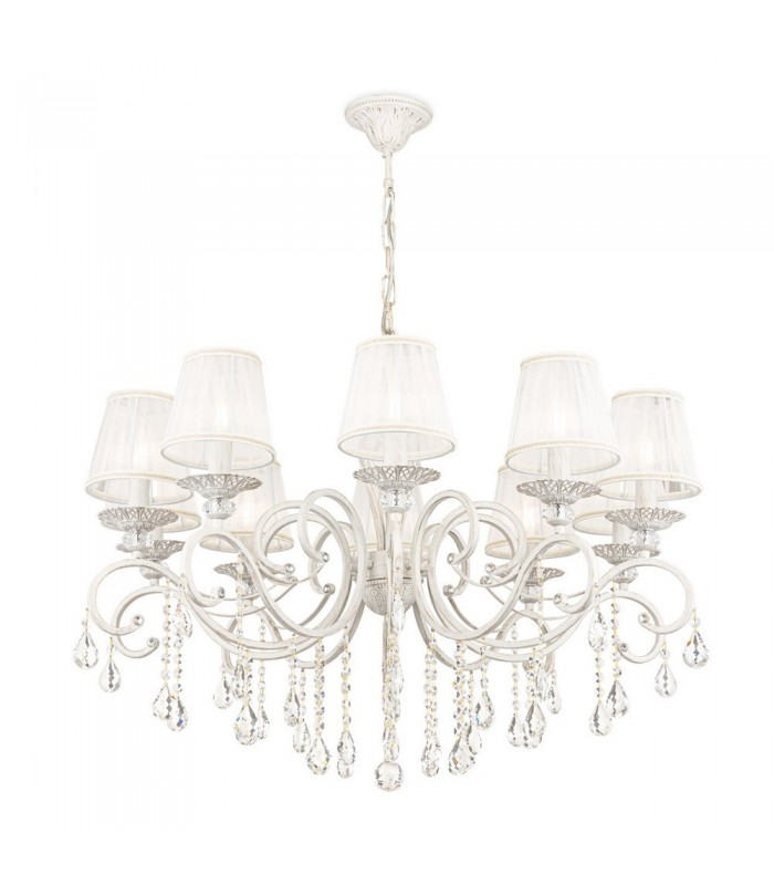 Chandelier White with Gold & Crystal, 10 Light, E14 - 5