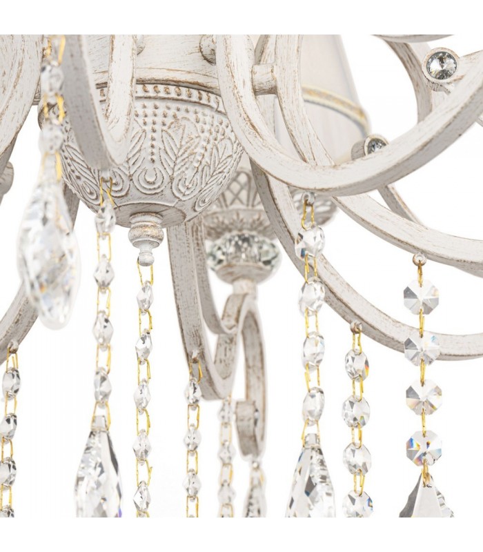 Chandelier White with Gold & Crystal, 10 Light, E14 - 6