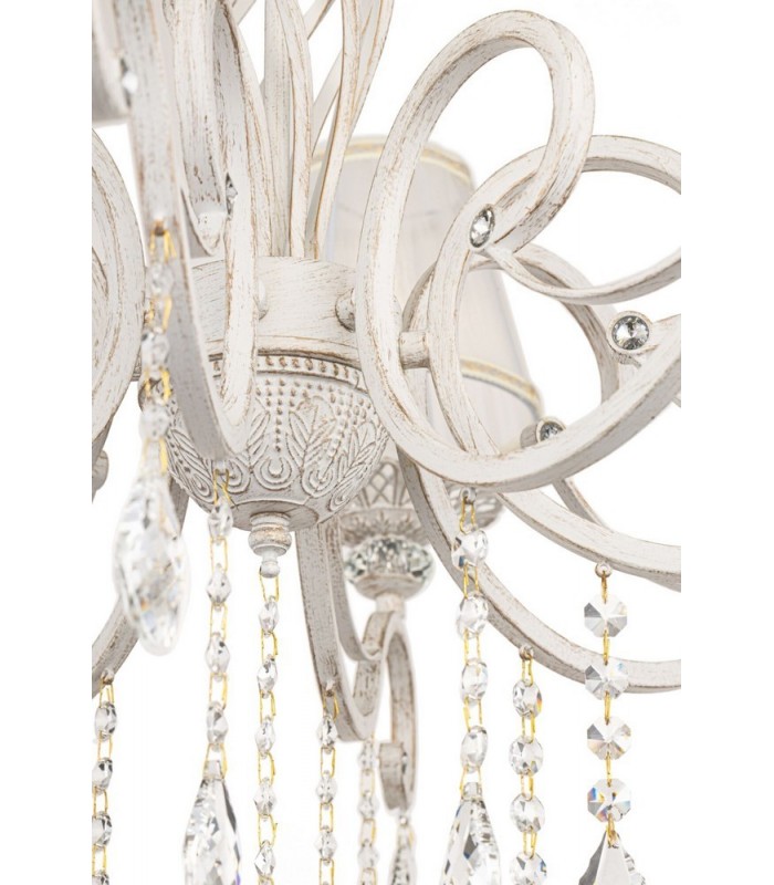 Chandelier White with Gold & Crystal, 10 Light, E14 - 7