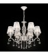 Chandelier White with Gold & Crystal, with Shades, 6 Light, E14 - 1