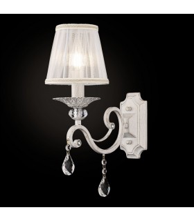 Wall Candle Lamp White with Gold & Crystal, 1 Light, E14 - 1