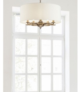 Cylindrical Ceiling Pendant Lamp Gold Antique, 5 Light, E14 - 2