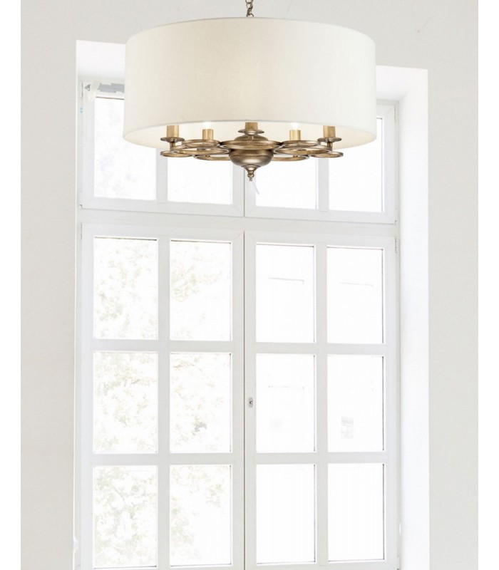 Cylindrical Ceiling Pendant Lamp Gold Antique, 5 Light, E14 - 2