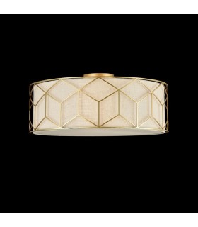 Semi Flush Cylindrical Ceiling Lamp Gold, 5 Light, E27 - 2