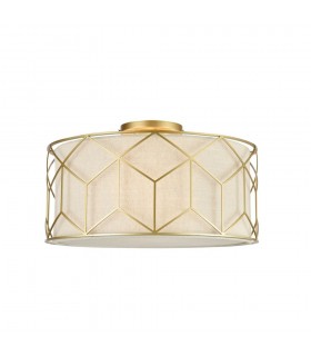 Semi Flush Cylindrical Ceiling Lamp Gold, 3 Light, E27 - 1