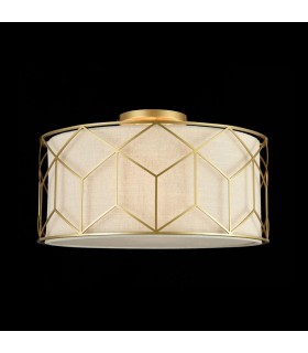 Semi Flush Cylindrical Ceiling Lamp Gold, 3 Light, E27 - 2