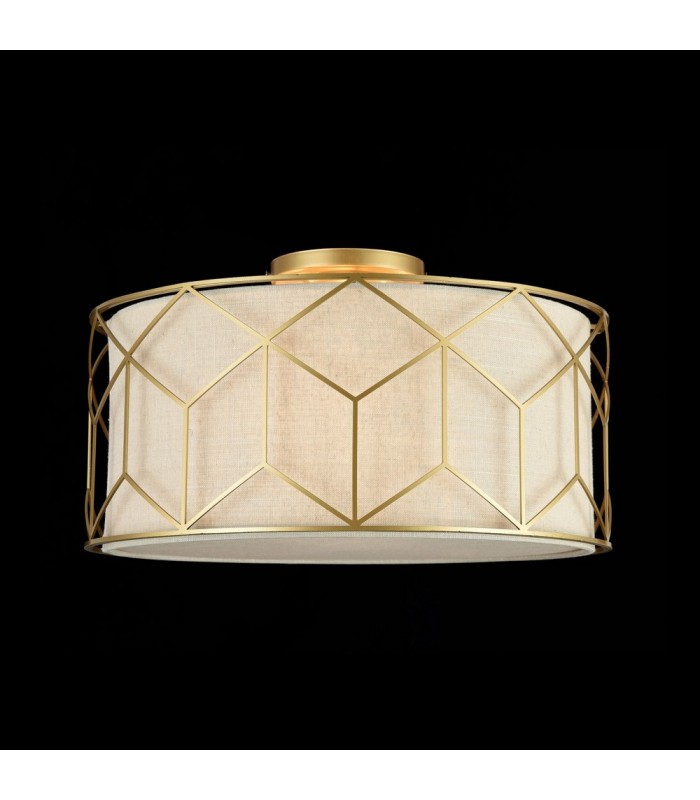 Semi Flush Cylindrical Ceiling Lamp Gold, 3 Light, E27 - 2