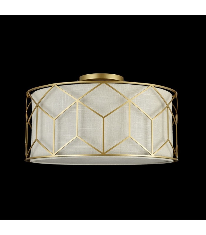 Semi Flush Cylindrical Ceiling Lamp Gold, 3 Light, E27 - 3