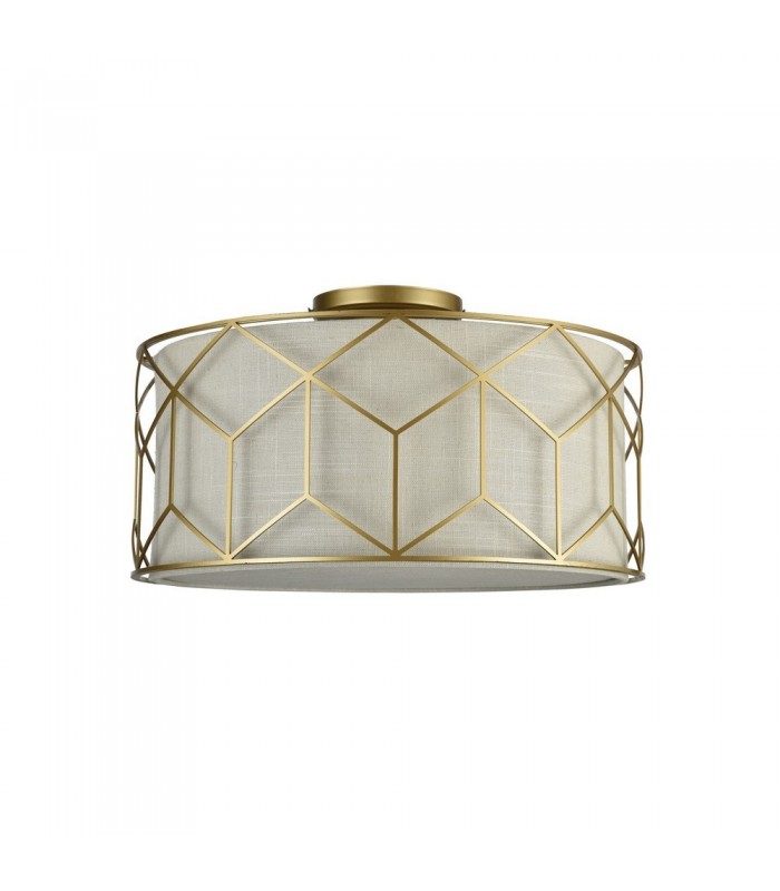 Semi Flush Cylindrical Ceiling Lamp Gold, 3 Light, E27 - 5