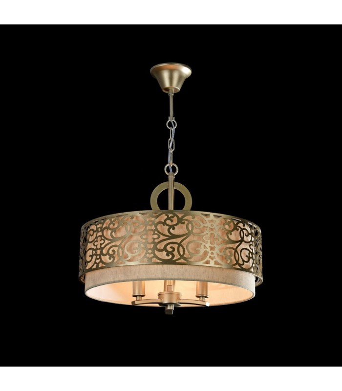 Cylindrical Ceiling Pendant Lamp Brass, 3 Light, E14 - 2