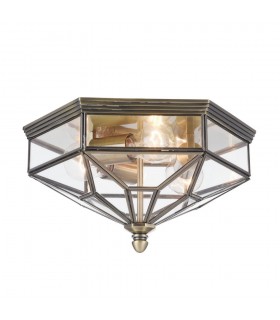Flush Ceiling Lamp Bronze, 3 Light IP43, E27 - 1
