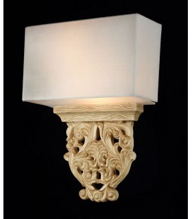 Wall Lamp Beige with Rectagular Shade, 2 Light, E14 - 2