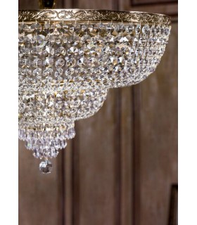 Semi Flush Ceiling Gold Antique & Crystal, 18 Light, E27 - 1