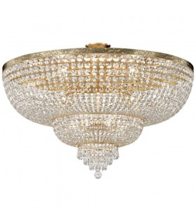 Semi Flush Ceiling Gold Antique & Crystal, 18 Light, E27 - 4