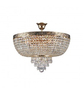 Semi Flush Ceiling Gold Antique & Crystal, 6 Light, E27 - 1