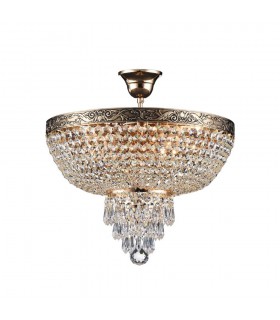 Semi Flush Ceiling Gold Antique & Crystal, 5 Light, E27 - 1