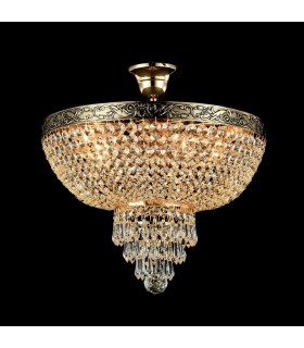 Semi Flush Ceiling Gold Antique & Crystal, 5 Light, E27 - 2
