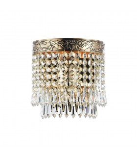 Flush Wall Lamp Gold Antique & Crystal, 1 Light, E27 - 1