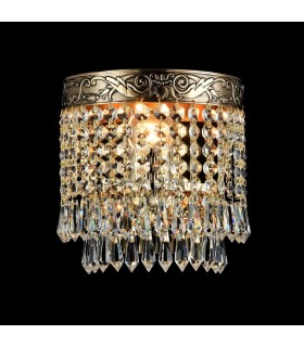 Flush Wall Lamp Gold Antique & Crystal, 1 Light, E27 - 2