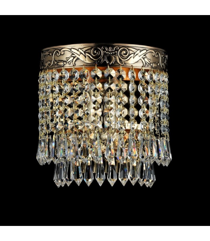 Flush Wall Lamp Gold Antique & Crystal, 1 Light, E27 - 3