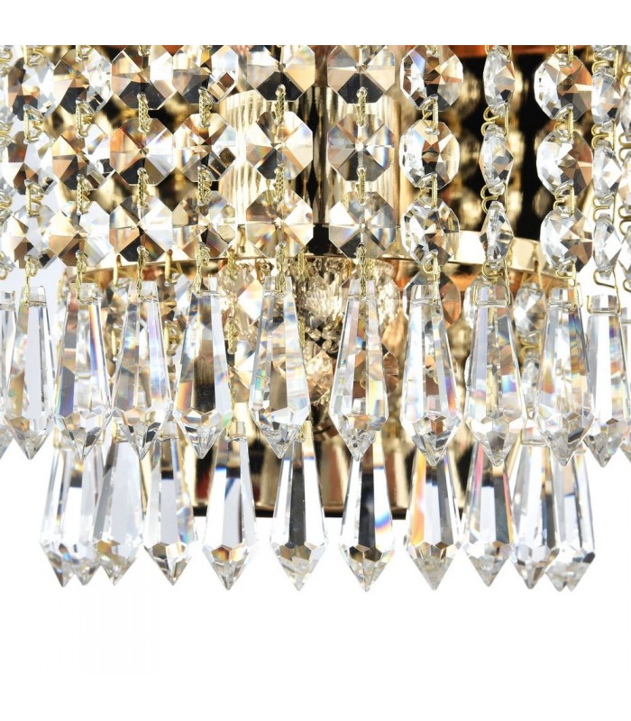 Flush Wall Lamp Gold Antique & Crystal, 1 Light, E27 - 5