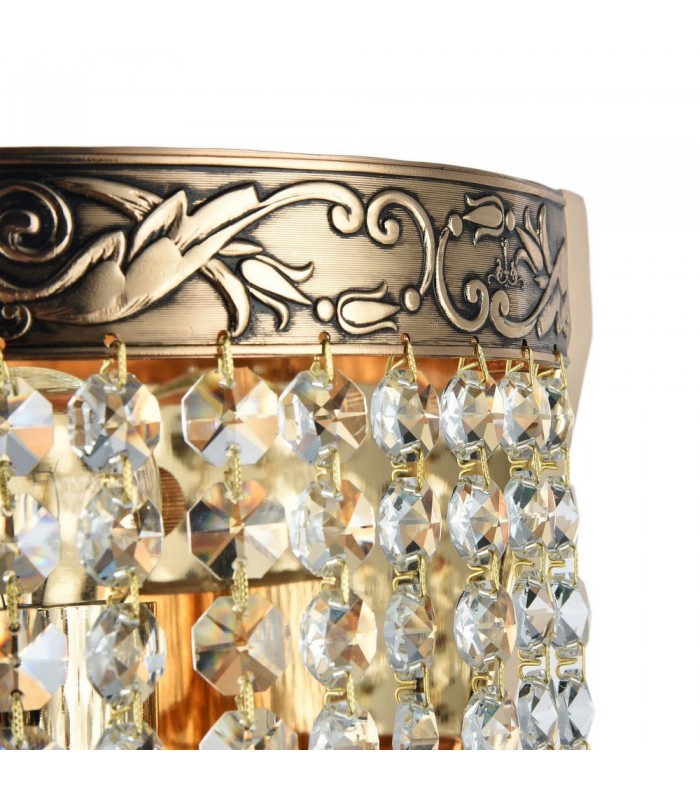 Flush Wall Lamp Gold Antique & Crystal, 1 Light, E27 - 6