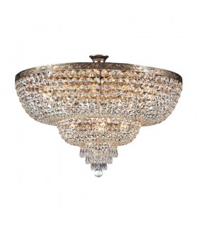 Semi Flush Ceiling Gold Antique & Crystal, 14 Light, E27 - 1