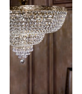 Semi Flush Ceiling Gold Antique & Crystal, 14 Light, E27 - 2