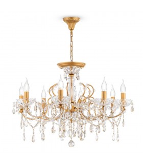 Chandelier Gold & Crystal, 8 Light, E14 - 1