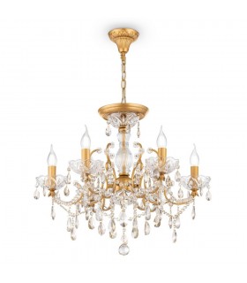Chandelier Gold & Crystal, 6 Light, E14 - 1