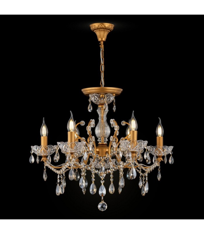 Chandelier Gold & Crystal, 6 Light, E14 - 3