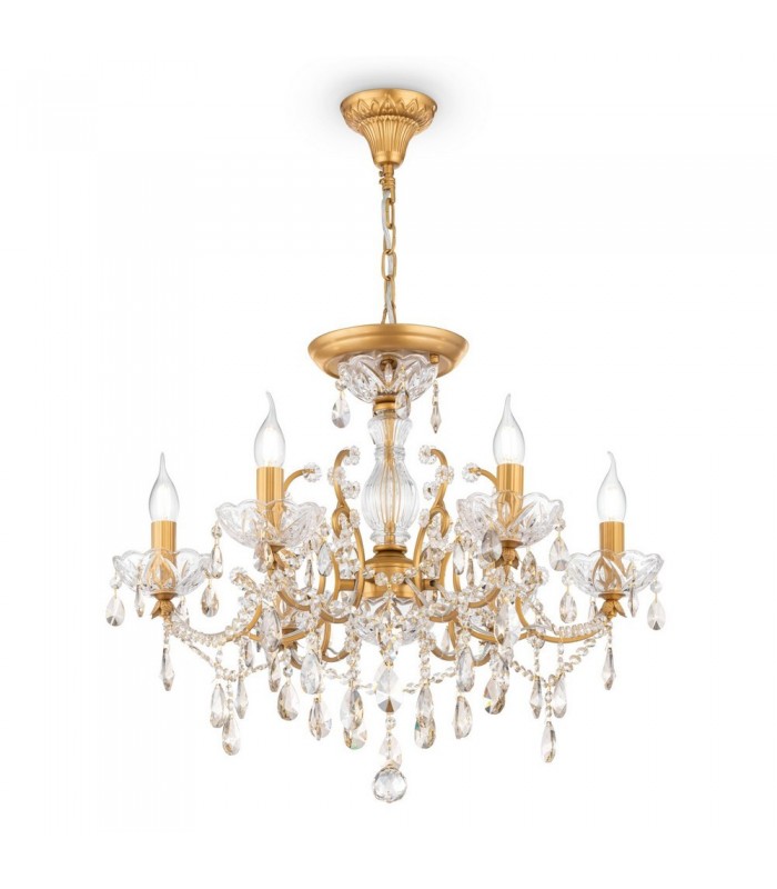 Chandelier Gold & Crystal, 6 Light, E14 - 4