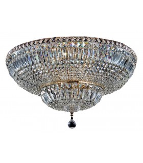 Semi Flush Ceiling Lamp Gold Antique & Crystal, 16 Light, E14 - 1