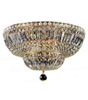 Semi Flush Ceiling Lamp Gold Antique & Crystal, 12 Light, E14 - 1