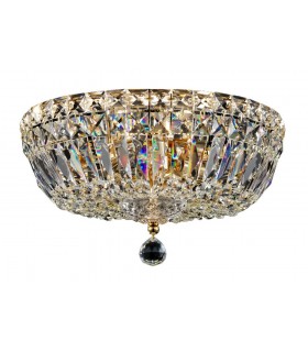Semi Flush Ceiling Lamp Gold Antique & Crystal, 3 Light, E14 - 1