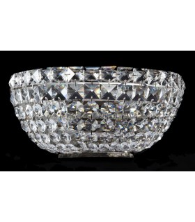 Flush Wall Lamp Nickel Antique & Crystal, 2 Light, E14 - 2