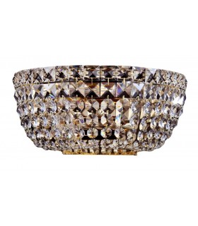 Flush Wall Lamp Gold Antique & Crystal, 2 Light, E14 - 1
