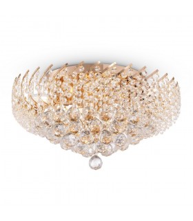 Semi Flush Ceiling Lamp Gold & Crystal, 9 Light, E14 - 1