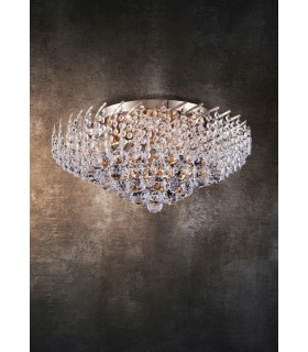 Semi Flush Ceiling Lamp Gold & Crystal, 9 Light, E14 - 2