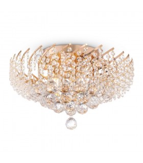 Semi Flush Ceiling Lamp Gold & Crystal, 6 Light, E14 - 1