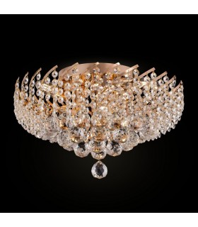 Semi Flush Ceiling Lamp Gold & Crystal, 6 Light, E14 - 2