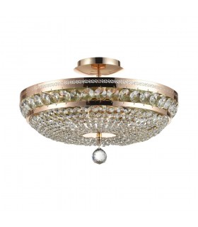 Semi Flush Ceiling Lamp Gold & Crystal, 6 Light, E14 - 1