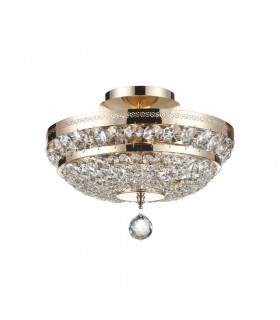 Semi Flush Ceiling Lamp Gold & Crystal, 3 Light, E14 - 1