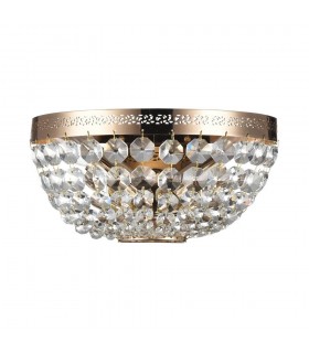 Flush Wall Lamp Gold & Crystal, 2 Light, E14 - 1