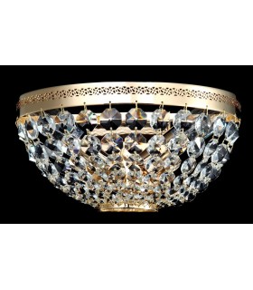 Flush Wall Lamp Gold & Crystal, 2 Light, E14 - 2