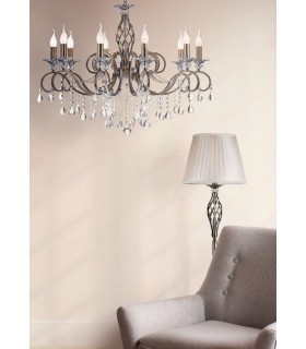 Chandelier Brass & Crystal, 10 Light, E14 - 2
