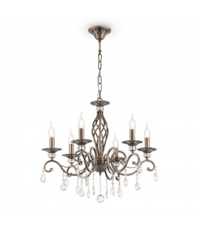 Chandelier Brass & Crystal, 6 Light, E14 - 1
