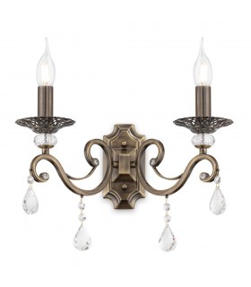 Wall Candle Lamp Brass & Crystal, 2 Light, E14 - 1