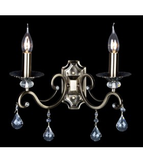 Wall Candle Lamp Brass & Crystal, 2 Light, E14 - 2